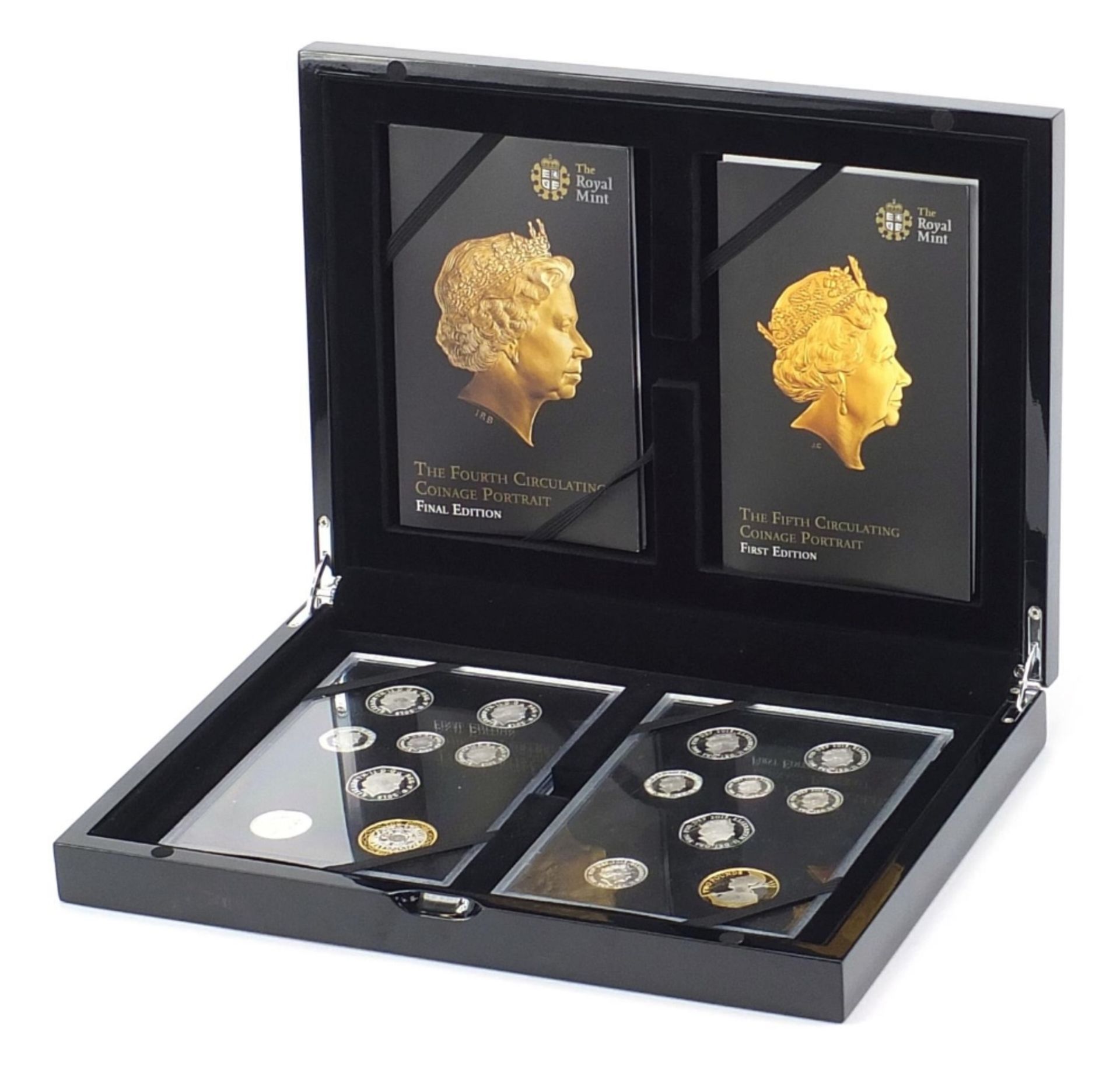 The Fifth Circulating Coin Portrait First and Final editions silver proof coin set with fitted
