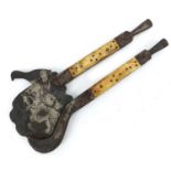 Pair of Afghan shears nutcrackers with bone handles, 23cm in length :For Further Condition Reports
