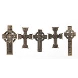 Five silver Celtic cross pendants, the largest 4.6cm high, total 37.4g :For Further Condition
