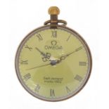 Globular glass and brass desk clock, 6cm high :For Further Condition Reports Please Visit Our