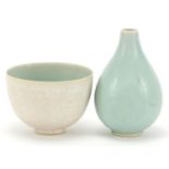 Saxbo, Modernist Danish vase and bowl numbered 37 and 9, each with impressed marks to the bases, the