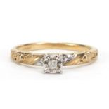 9ct gold diamond solitaire ring, size N, 1.4g :For Further Condition Reports Please Visit Our