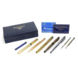 Vintage fountain pens and pen & pencil including gold plated Shaeffer, gold plated Calibri and