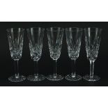 Set of five Waterford Crystal Lismore pattern Champagne flutes, 18.5cm high :For Further Condition