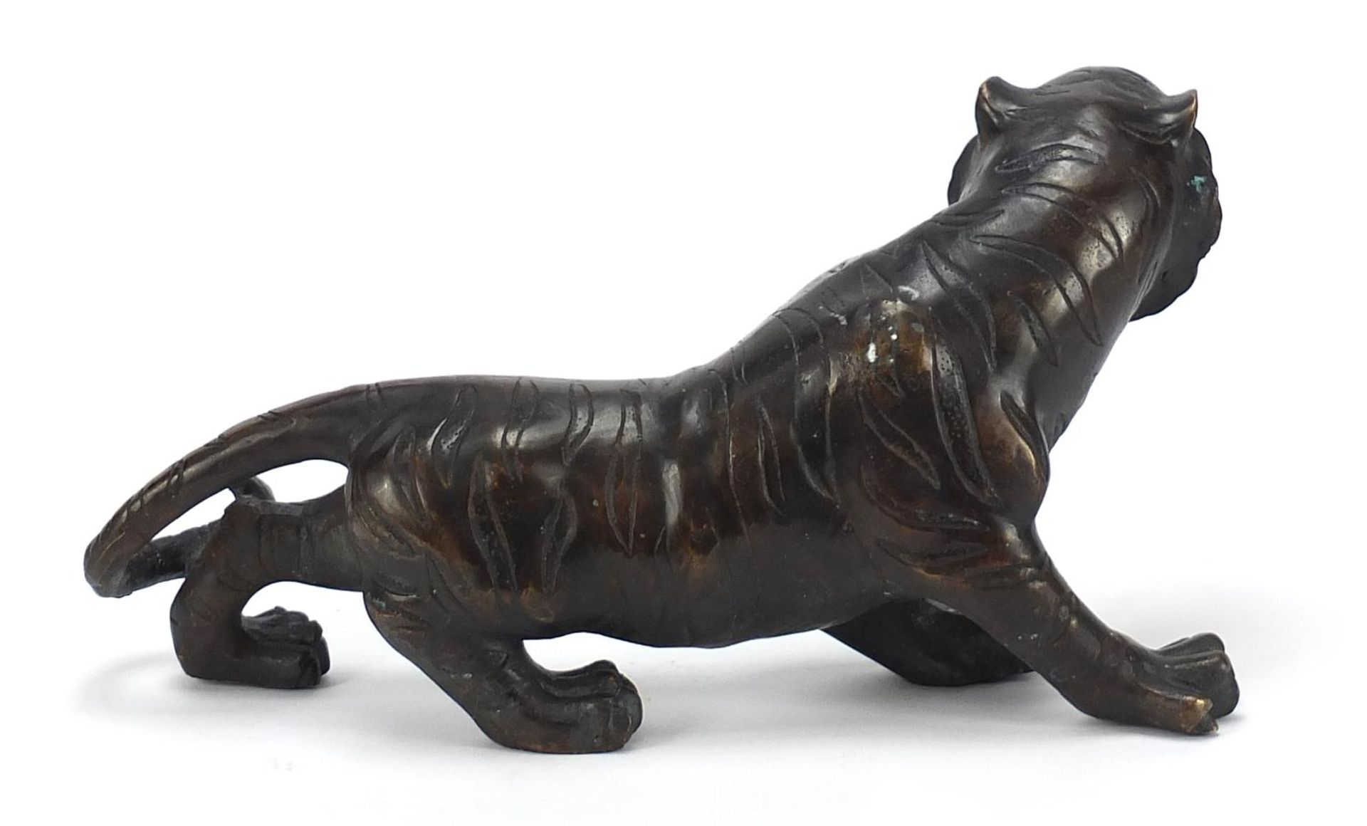 Large Japanese patinated bronze tiger, 31cm in length :For Further Condition Reports Please Visit - Image 4 of 7