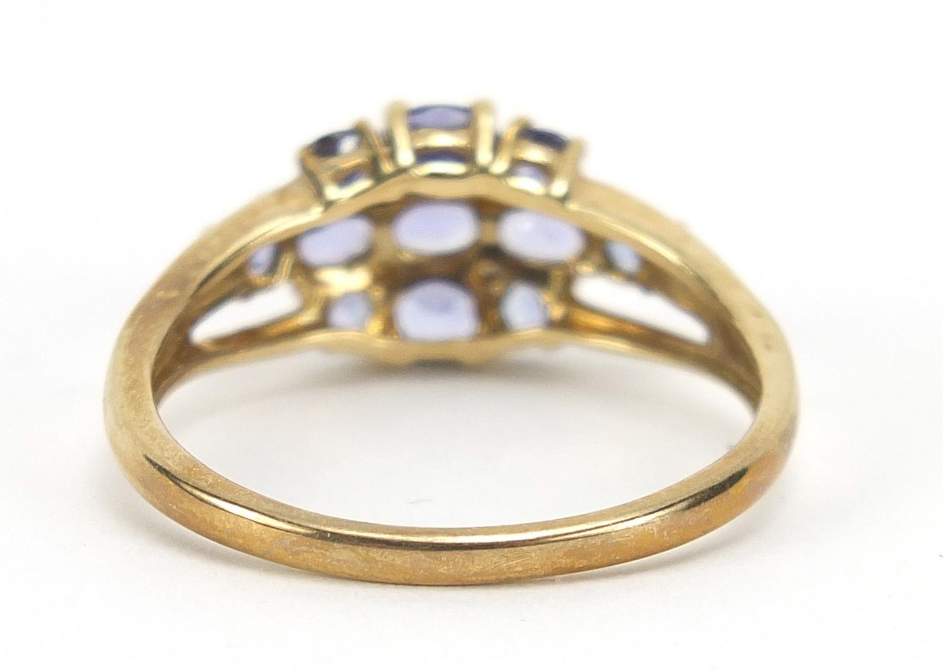 9ct gold iolite and diamond cluster ring, size R, 2.7g :For Further Condition Reports Please Visit - Image 3 of 5