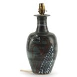 David Frith, Brookhouse studio pottery table lamp, impressed marks around the footrim, 34cm high :