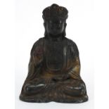 Chino Tibetan partially gilt bronze figure of Buddha, 24cm high :For Further Condition Reports