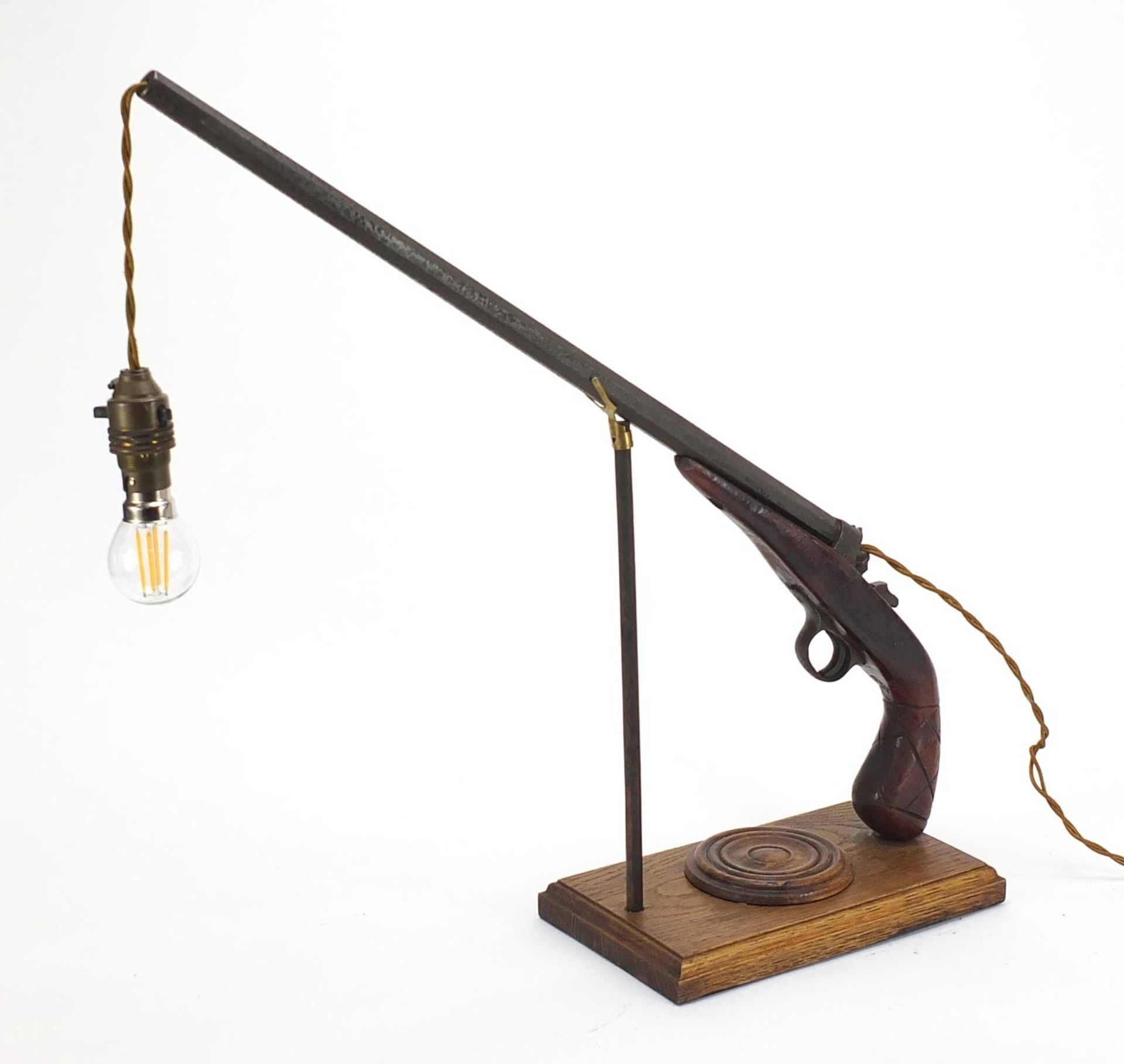 Industrial antique gun design table lamp, 50cm high :For Further Condition Reports Please Visit