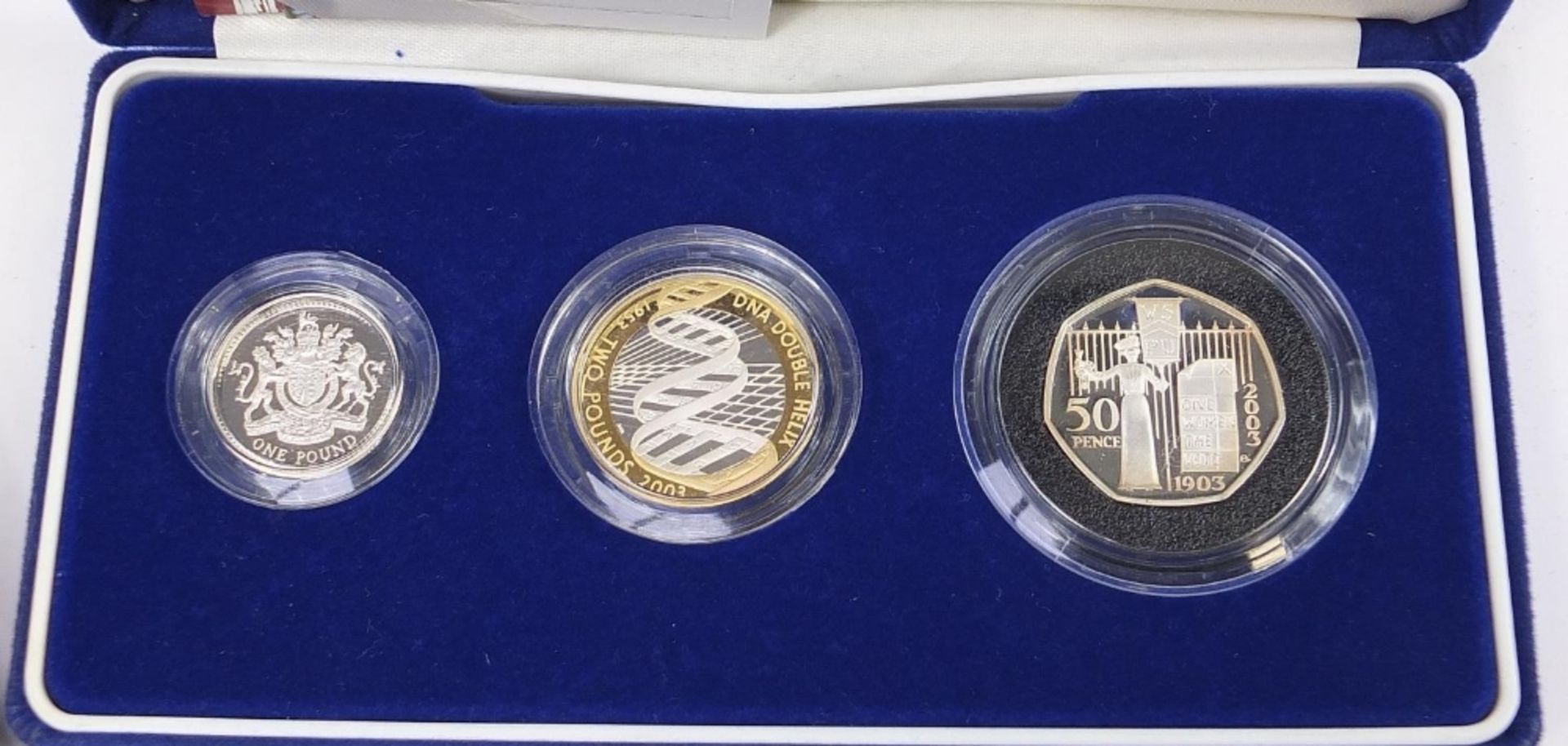 Silver proof coins comprising a 2003 Piedfort three coin collection, Royal Baby Christening silver - Image 3 of 4
