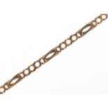 9ct gold Figaro link bracelet, 18cm in length, 5.2g :For Further Condition Reports Please Visit