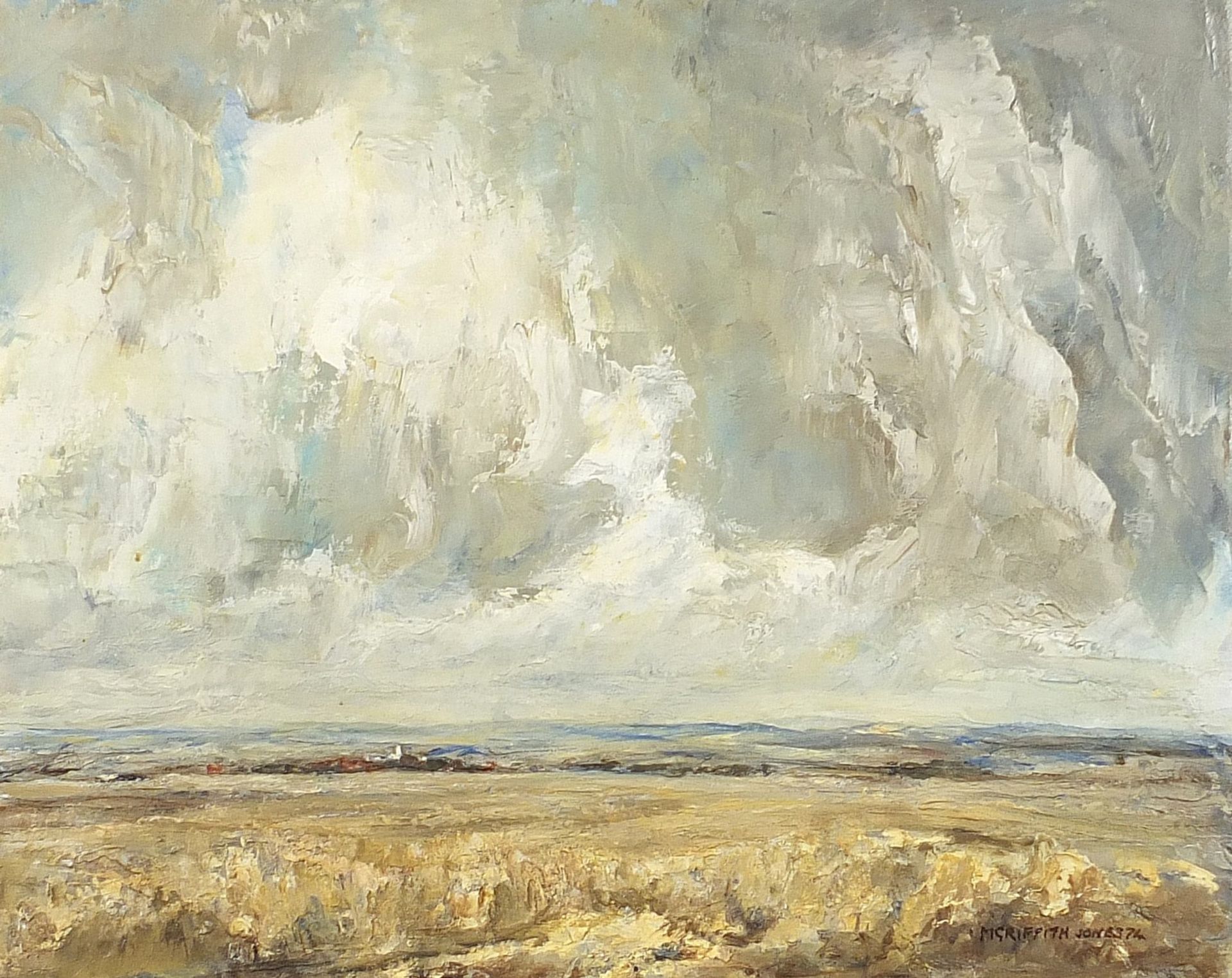 Mervin Griffith-Jones '74 - Summer clouds, Impressionist landscape, oil on canvas, mounted and