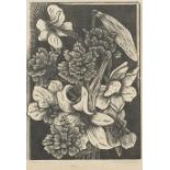 Bouquet of flowers, etching, indistinctly signed, possibly ... Hughes-Stanton?, limited edition 1/