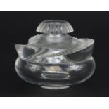 Lalique, French frosted and clear glass scent bottle, part paper label and etched Lalique France