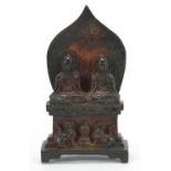 Chino Tibetan bronze figure group of two deities, 20.5cm high :For Further Condition Reports