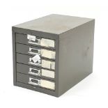 Vintage metal five drawer filing cabinet, 32.5cm H x 28cm W x 41cm D :For Further Condition