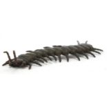 Japanese patinated bronze articulated centipede, 15.5cm in length :For Further Condition Reports