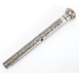 Burmese silver coloured metal walking stick handle, 22cm in length :For Further Condition Reports