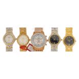 Five gentlemen's & Krug-Baumen diamond wristwatches with boxes comprising Air Traveller Diamond