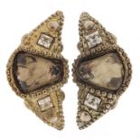 Alexis Lahellec, pair of vintage silver coloured metal clip on earrings, 5cm high, 22.0g :For