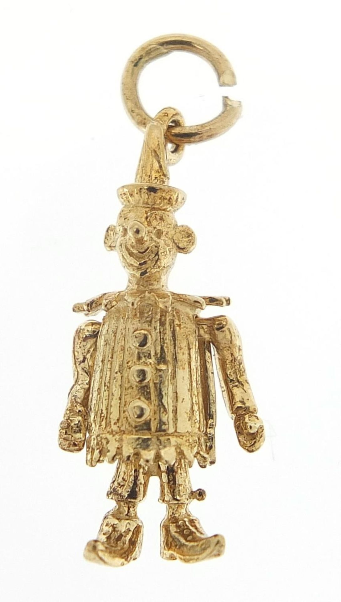 9ct gold articulated clown pendant, 2.4cm high, 2.4g :For Further Condition Reports Please Visit Our