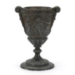 19th century classical bronze vase decorated in relief with Putti, 23cm high :For Further