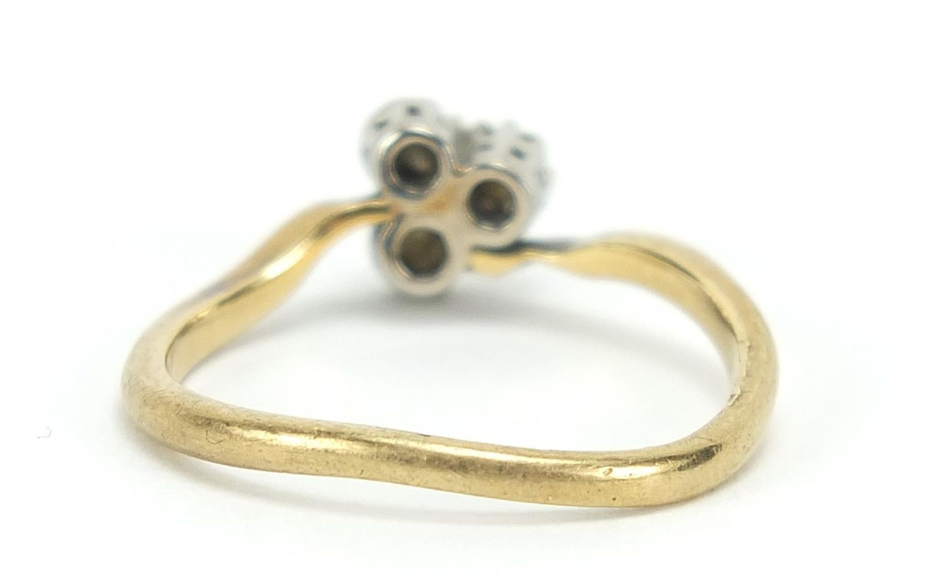 Antique 18ct gold diamond three stone ring, size M, 2.7g :For Further Condition Reports Please Visit - Image 3 of 5