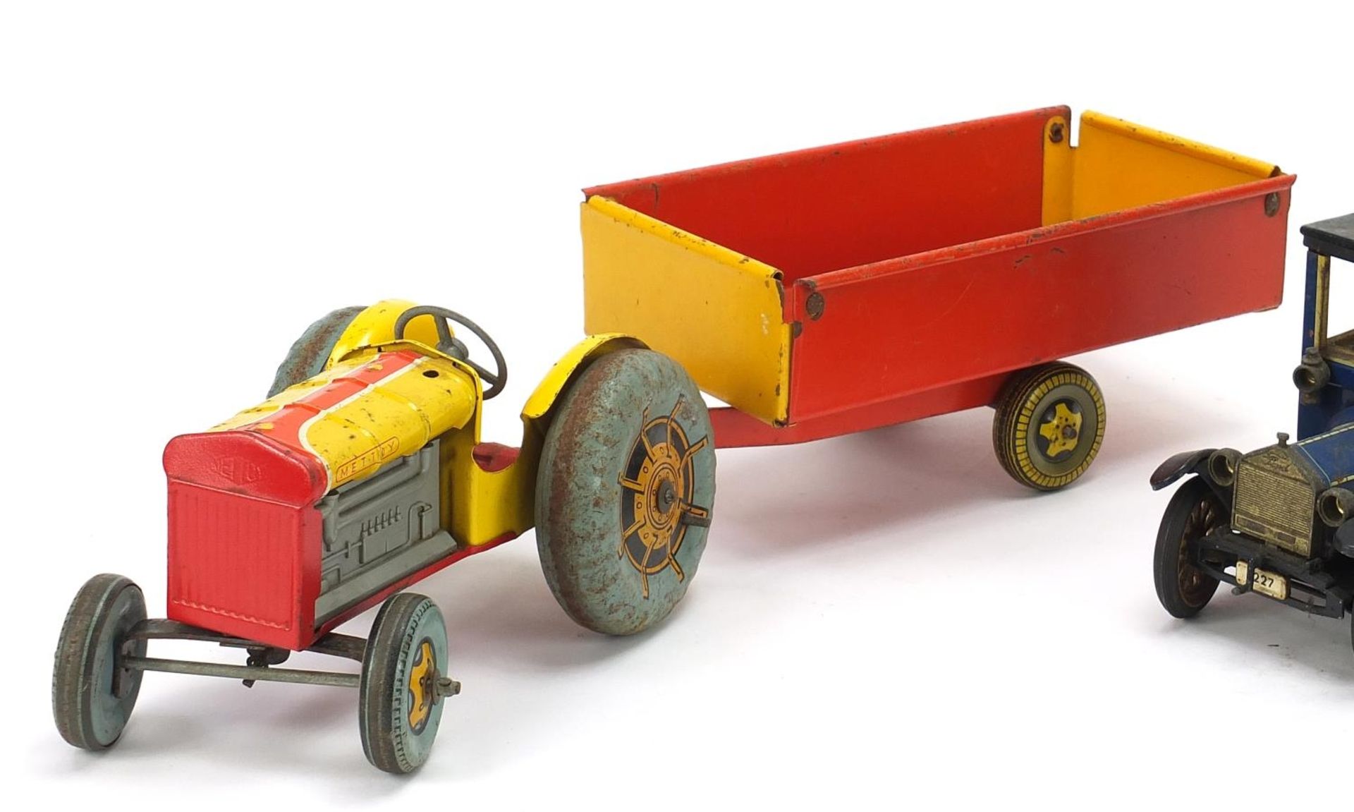 Antique and later tinplate toys comprising a Schuco Ford Coupet 1917, Chad Valley Harborme car and a - Image 2 of 6