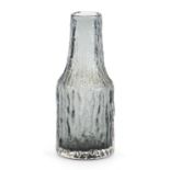 Geoffrey Baxter for Whitefriars, glass bottle vase in indigo or pewter, 20.5cm high :For Further