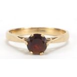 9ct gold garnet solitaire ring, size N, 2.2g :For Further Condition Reports Please Visit Our