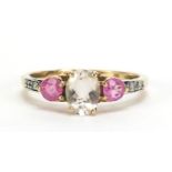 9ct gold multi gem ring, size N, 1.6g :For Further Condition Reports Please Visit Our Website,