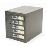 Vintage metal five drawer filing cabinet, 32.5cm H x 28cm W x 41cm D :For Further Condition