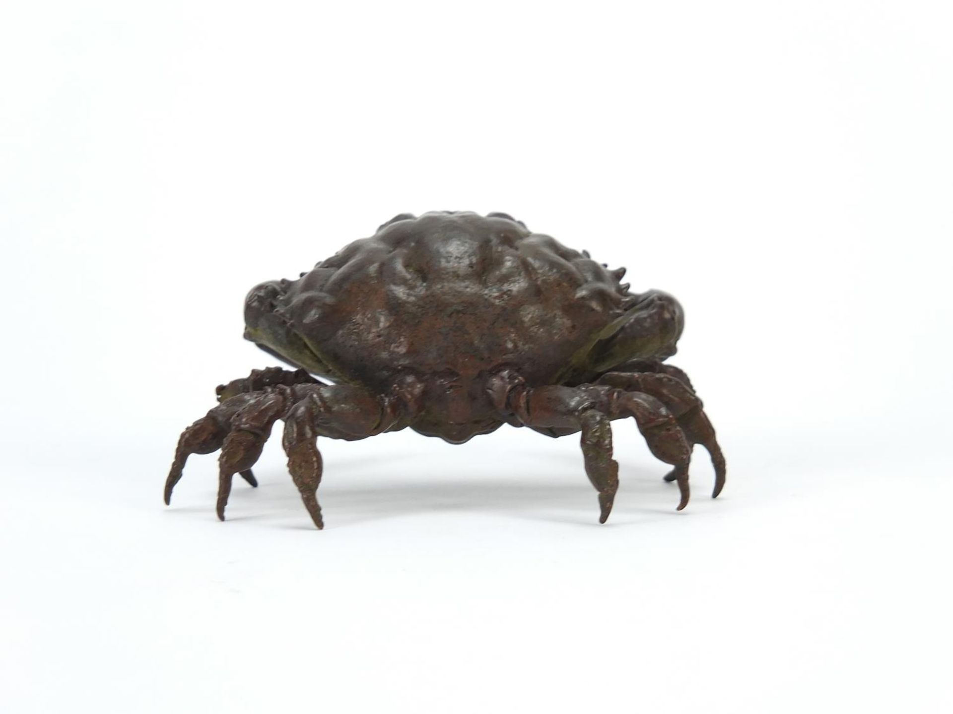 Large Japanese patinated bronze crab, 8cm wide :For Further Condition Reports Please Visit Our - Image 4 of 7