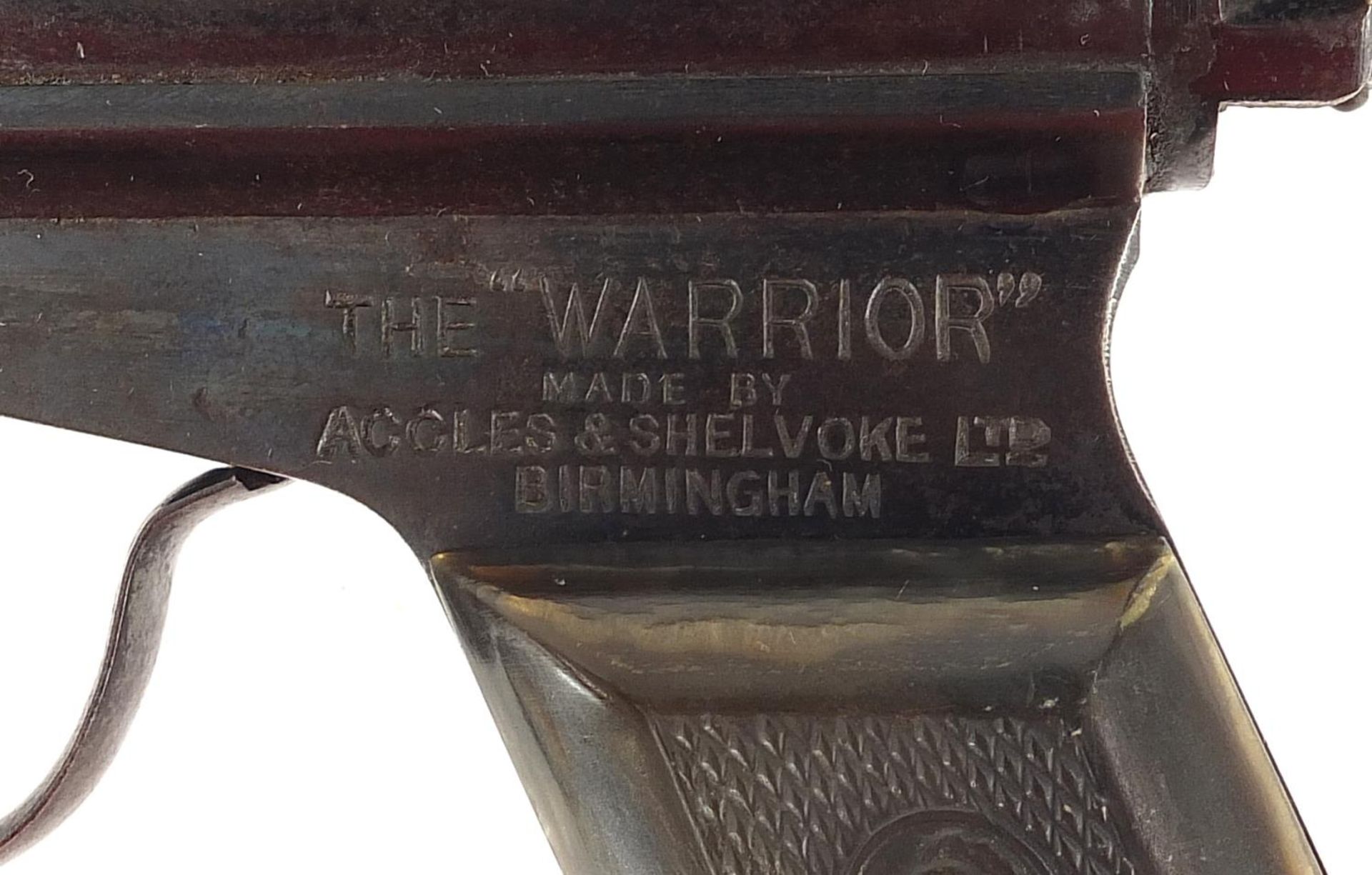 Vintage Accles & Shelvoke Ltd Warrior side lever air pistol, F.Clerks Patent, 19cm in length :For - Image 2 of 6