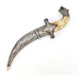 Indian Bidri ware dagger with bone handle, 30cm in length :For Further Condition Reports Please