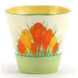 Clarice Cliff, Art Deco Bizarre beaker hand painted in the Crocus pattern, 7cm high :For Further