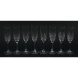 set of eight Edinburgh Crystal champagne flutes, each 21cm high :For Further Condition Reports