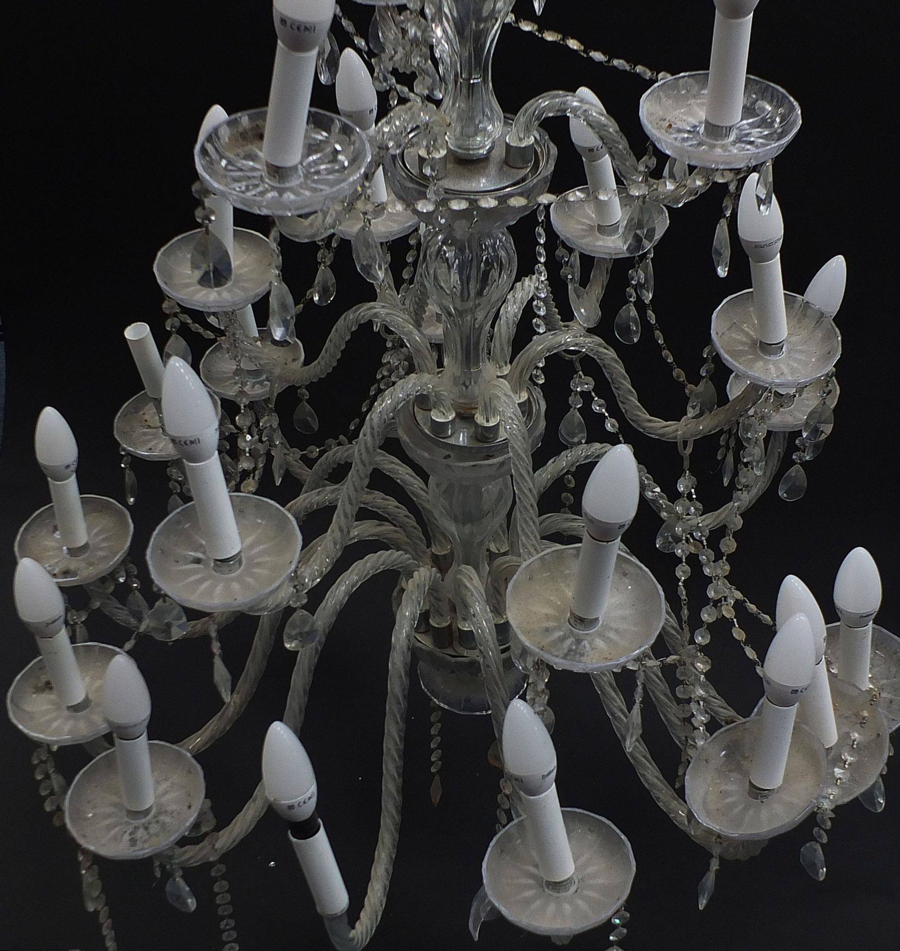 Large three tier glass chandelier with twenty one branches, approximately 110cm high x 90cm in - Image 3 of 4