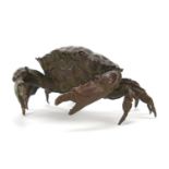 Large Japanese patinated bronze crab, 8cm wide :For Further Condition Reports Please Visit Our