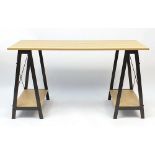 Contemporary twin pedestal table/desk with A frame supports, 77cm H x 140cm W x 60cm D