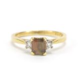 18ct gold topaz and diamond ring, size L, 2.8g :For Further Condition Reports Please Visit Our