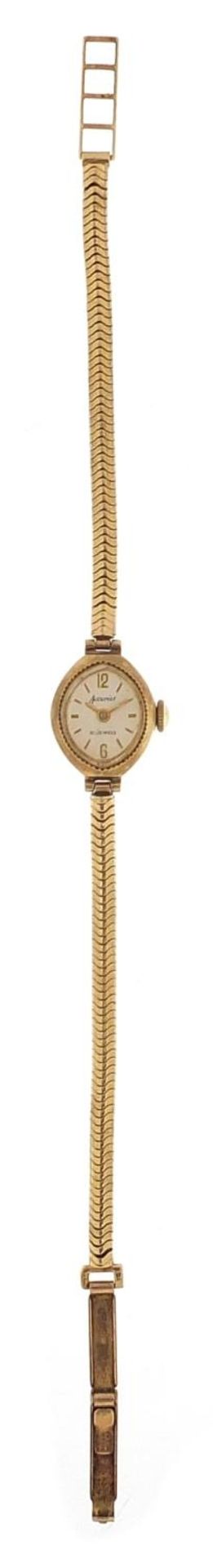 Accurist, ladies 9ct gold wristwatch with 9ct gold strap, the case 15mm wide, 14.0g :For Further - Image 2 of 5