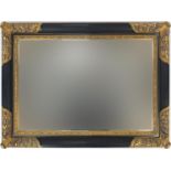 Ornate gilt framed rectangular wall mirror with bevelled glass, 112cm x 81.5cm :For Further