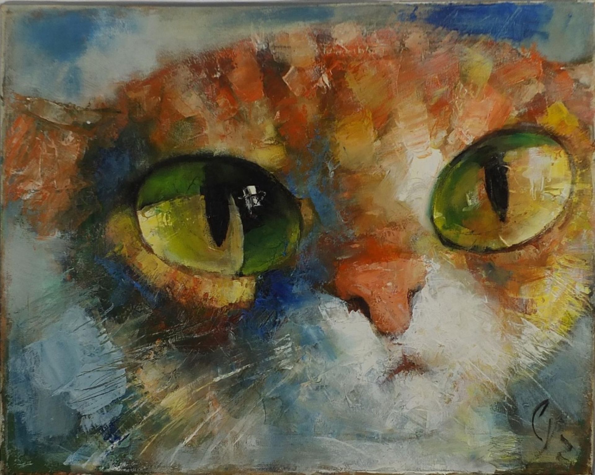 Alexander Surkov - Portrait of a cat, Russian oil on canvas, unframed, 50cm x 40cm :For Further