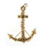 9ct gold anchor pendant, 3.5cm high, 1.5g :For Further Condition Reports Please Visit Our Website,