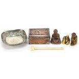Oriental, Indian and Asian objects including a Japanese carved ivory Netsuke and Indian unmarked