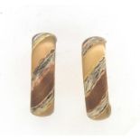 Pair of 9ct gold two tone hoop earrings, 1.2cm in diameter, 0.8g :For Further Condition Reports