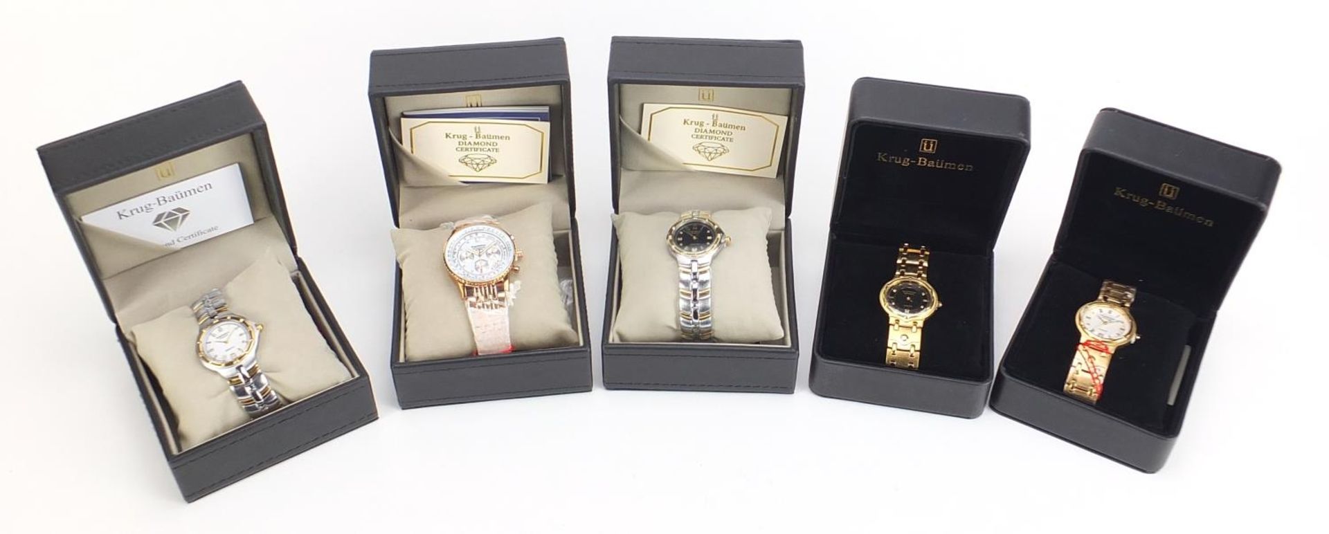 Five gentlemen's & Krug-Baumen diamond wristwatches with boxes comprising Air Traveller Diamond - Bild 6 aus 7