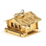 9ct gold opening Swiss lodge charm, 1.2cm wide, 2.4g :For Further Condition Reports Please Visit Our