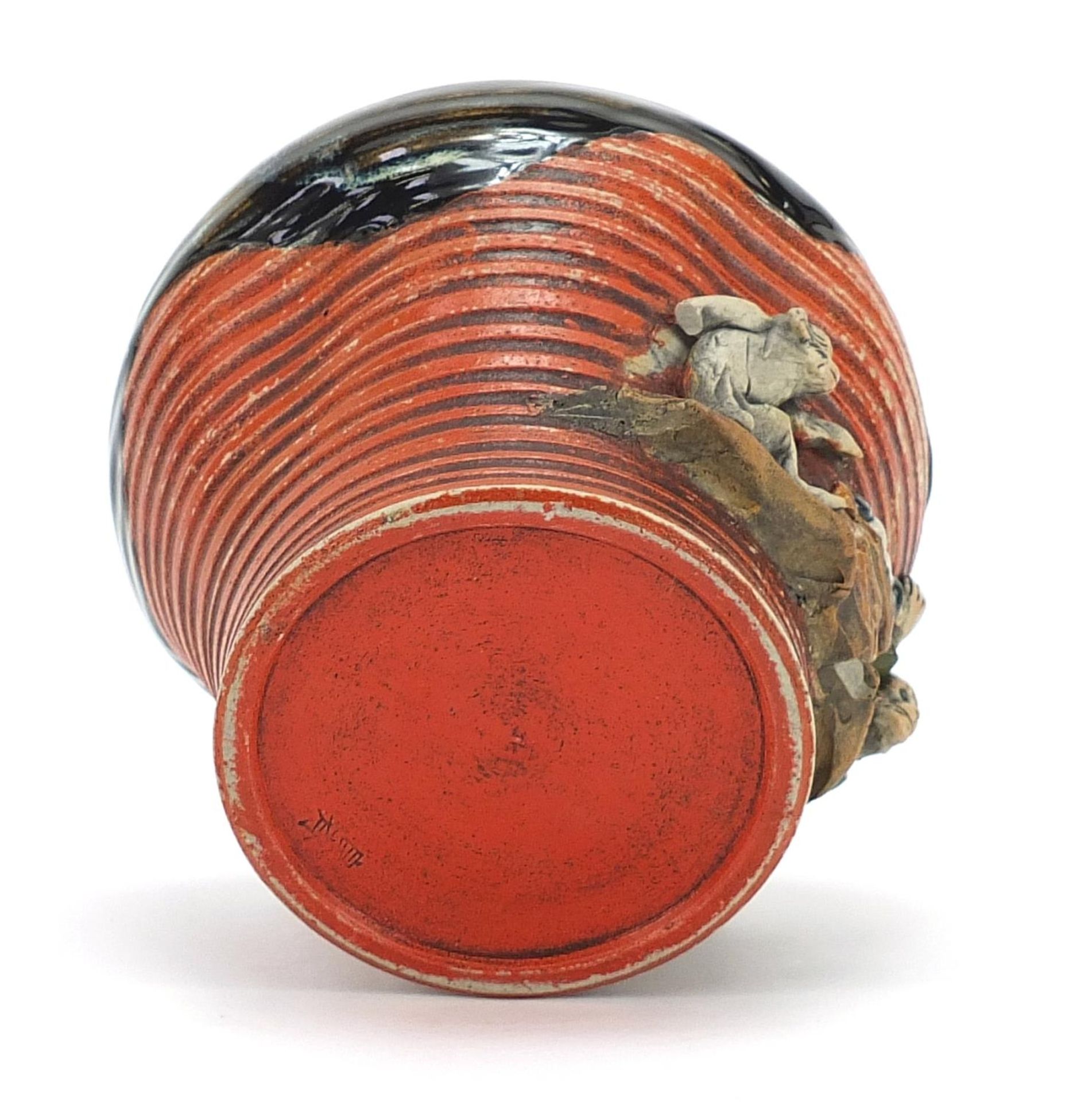 Japanese Sumida Gawa pottery jar and cover with monkey knop, incised character marks to the base, - Image 7 of 8